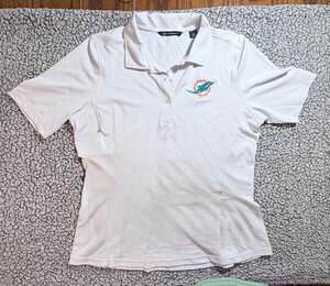 Miami Dolphins Cutter & Buck Women's White Advantage Polo Shirt Size Large